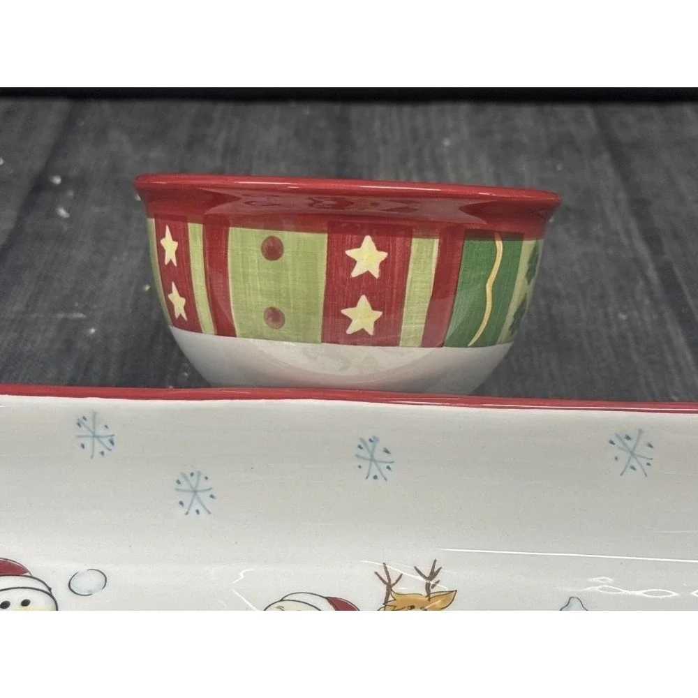 Tabletops Gallery‎ Winterland Christmas Chip and Dip Serving Tray and Bowl Set